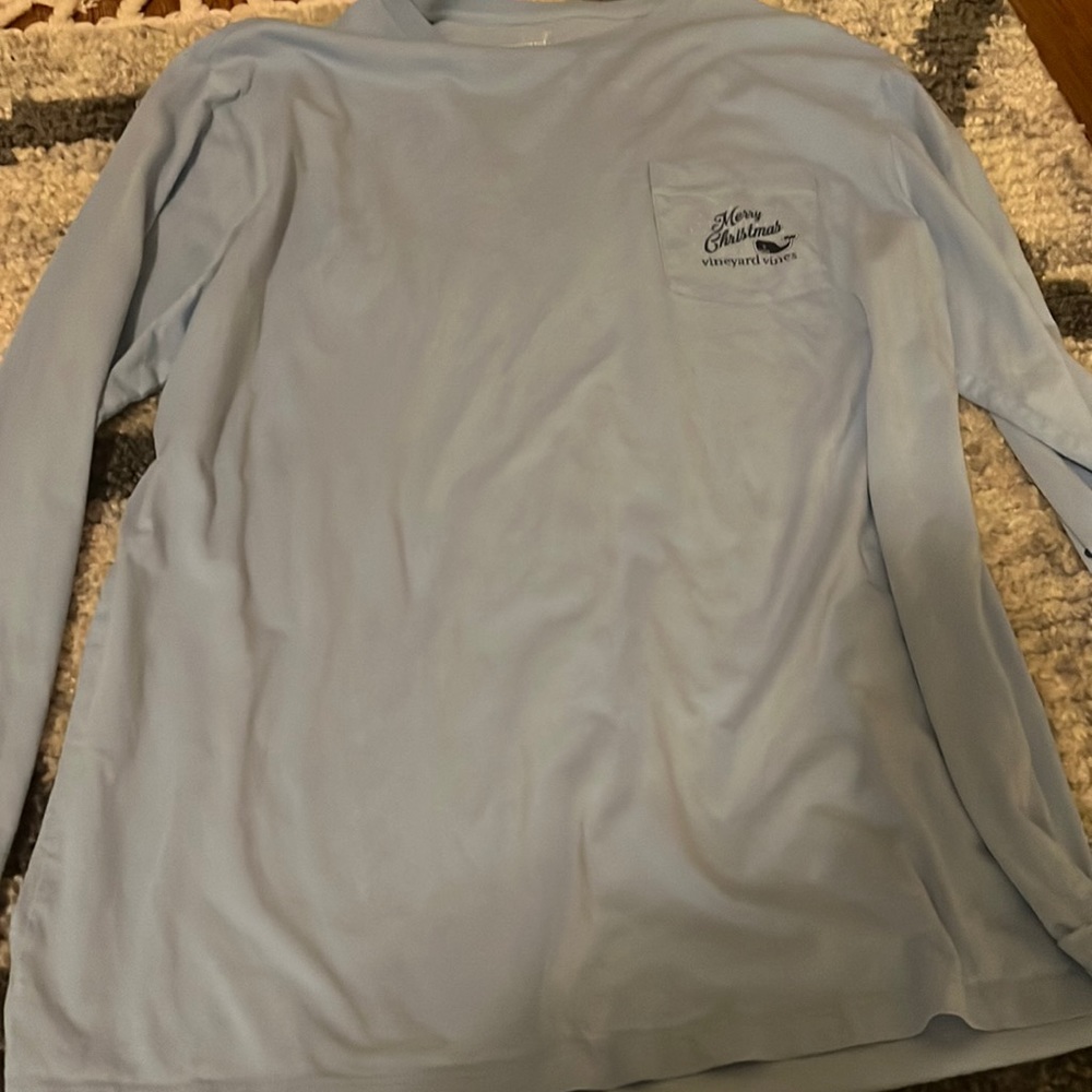 Light blue Christmas vineyard, vine T-shirt, long sleeve